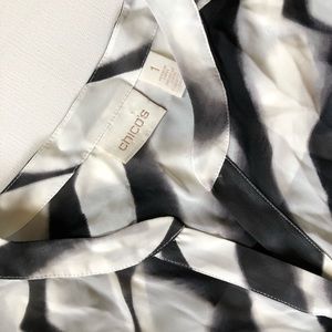 Chico’s black and white tie front sheer top
